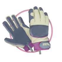 LEATHER PALM MEDIUM CLIP GLOVE MEDIUM DUTY - BLUE/WHITE/PINK