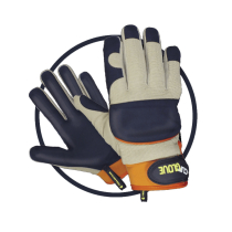 LEATHER PALM MEDIUM CLIP GLOVE MEDIUM DUTY - DARK BLUE &WHITE