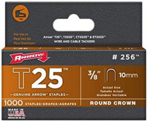 T25 3/8" - 10mm STAPLES (1000) Round Crown ARROW #256