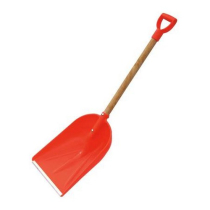 LARGE POLYMER SHOVEL WOODEN HANDLE ORANGE