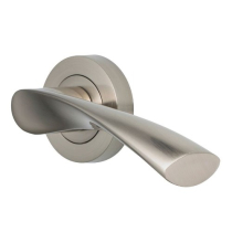 120mm Lyra Lever Handles 52mm Round Rose - Satin Nickel