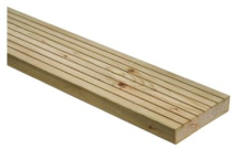 2.4mx125x28mm KNOTTY EASI-DECK BOARD GREEN TREATED