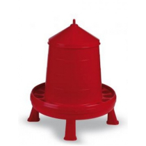 8kg PLASTIC POULTRY FEEDER RED WITH LEGS