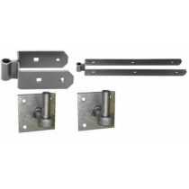 12"DOUBLE STRAP HINGE SET WITH HOOK ON PLATE GALVANISED