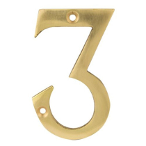 NUMBER 3 SOLID BRASS 75mm VICTORIAN DOOR NUMBER SET