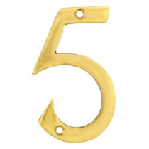 NUMBER 5 SOLID BRASS 75mm VICTORIAN DOOR NUMBER SET