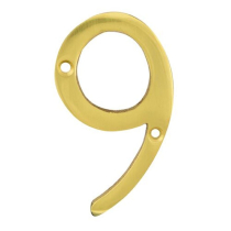 NUMBER 9 SOLID BRASS 75mm VICTORIAN DOOR NUMBER SET