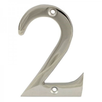 NUMBER 2 CHROME PLATED 75mm VICTORIAN DOOR NUMBER SET