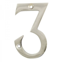 NUMBER 3 CHROME PLATED 75mm VICTORIAN DOOR NUMBER SET