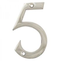 NUMBER 5 CHROME PLATED 75mm VICTORIAN DOOR NUMBER SET