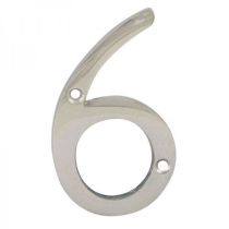 NUMBER 6 CHROME PLATED 75mm VICTORIAN DOOR NUMBER SET