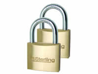 40mm DOUBLE LOCKING BRASS PADLOCKS KEYED-ALIKE TWIN PACK